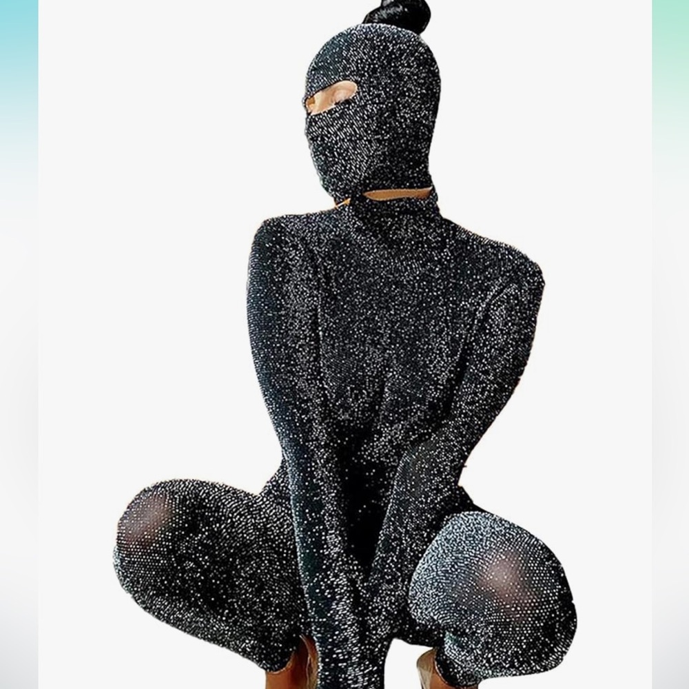 Sparkling Black Full Body Suit